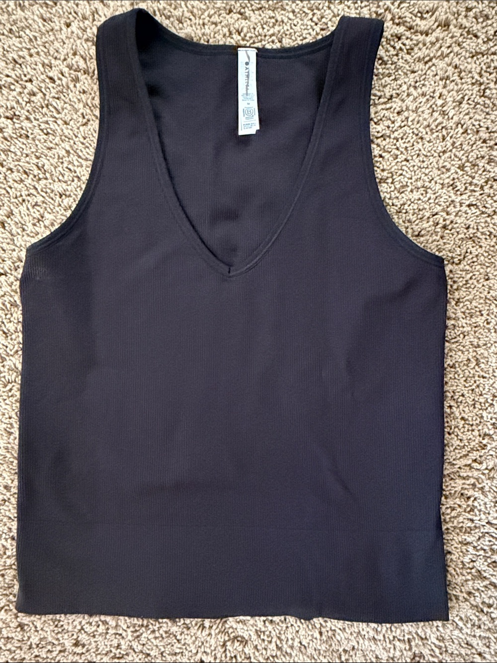 Athleta Black V-Neck Ribbed Tank